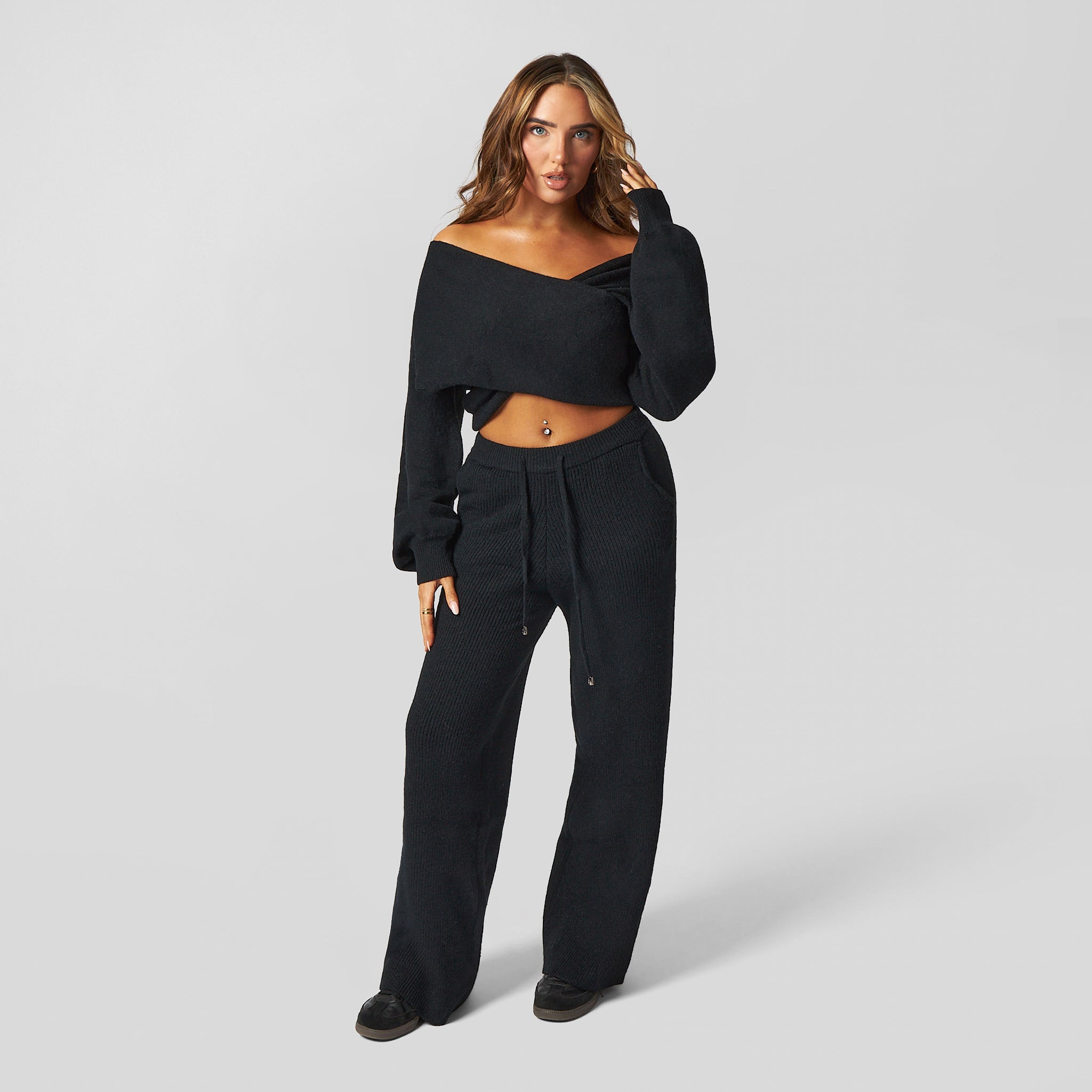 Pepper Girls Club - Knitted Wrap Top - Black