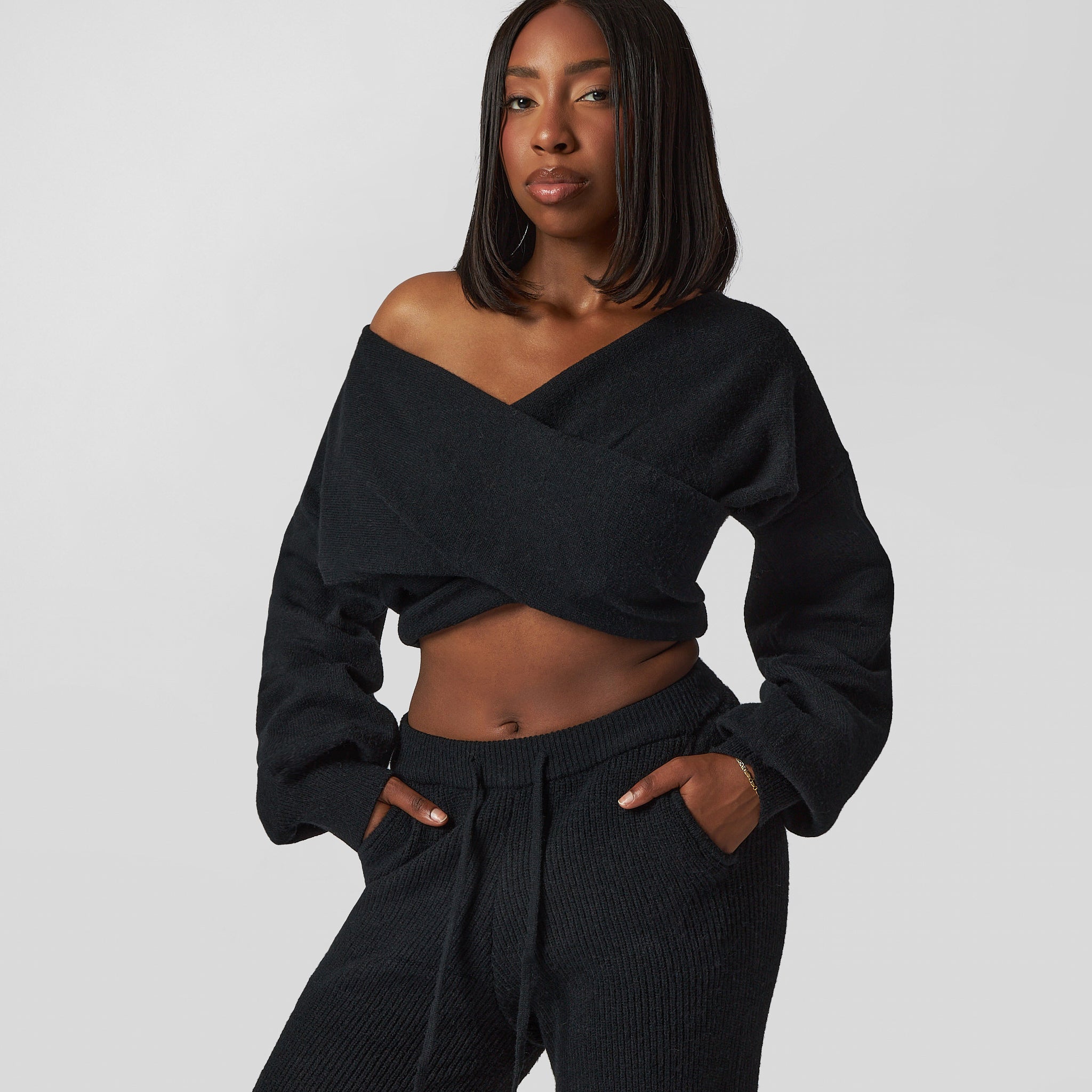 Pepper Girls Club - Knitted Wrap Top - Black