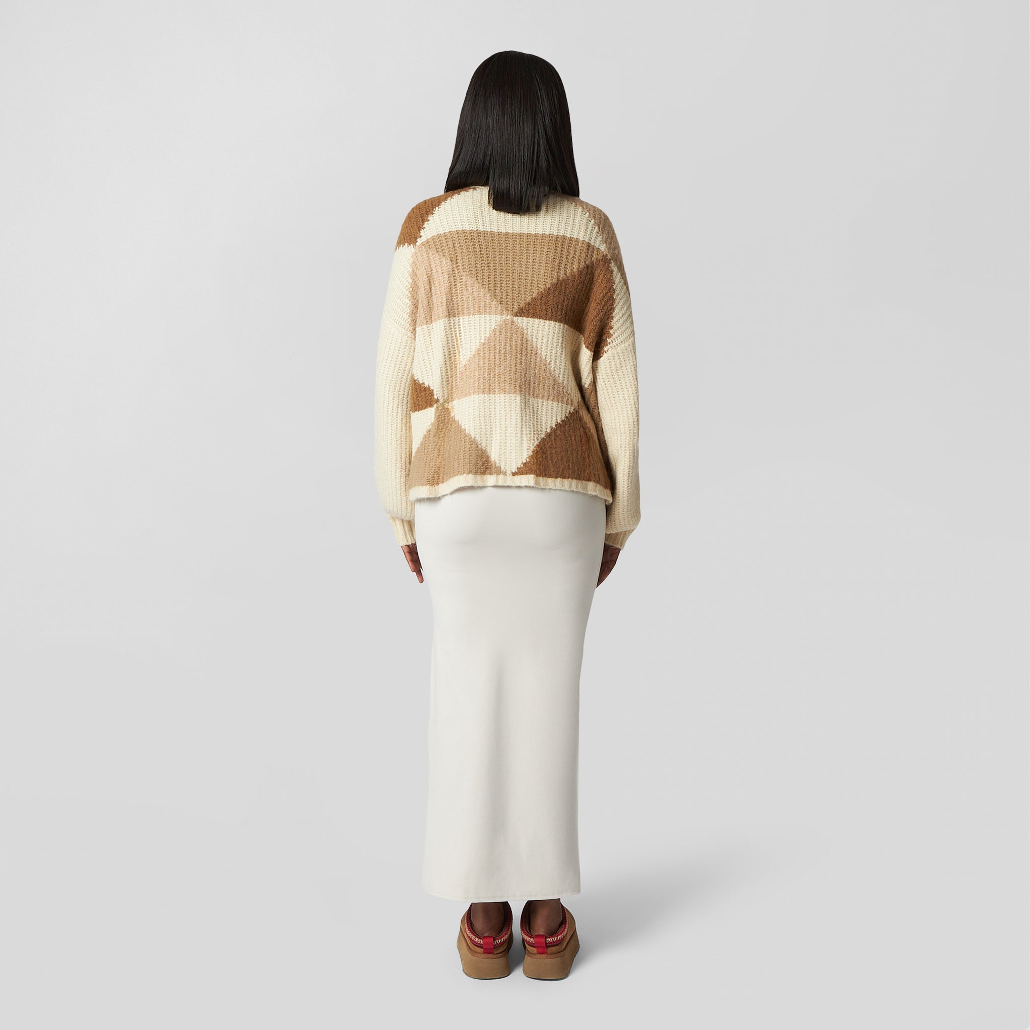 Pepper Girls Club - Patchwork Cardigan - Cream & Brown