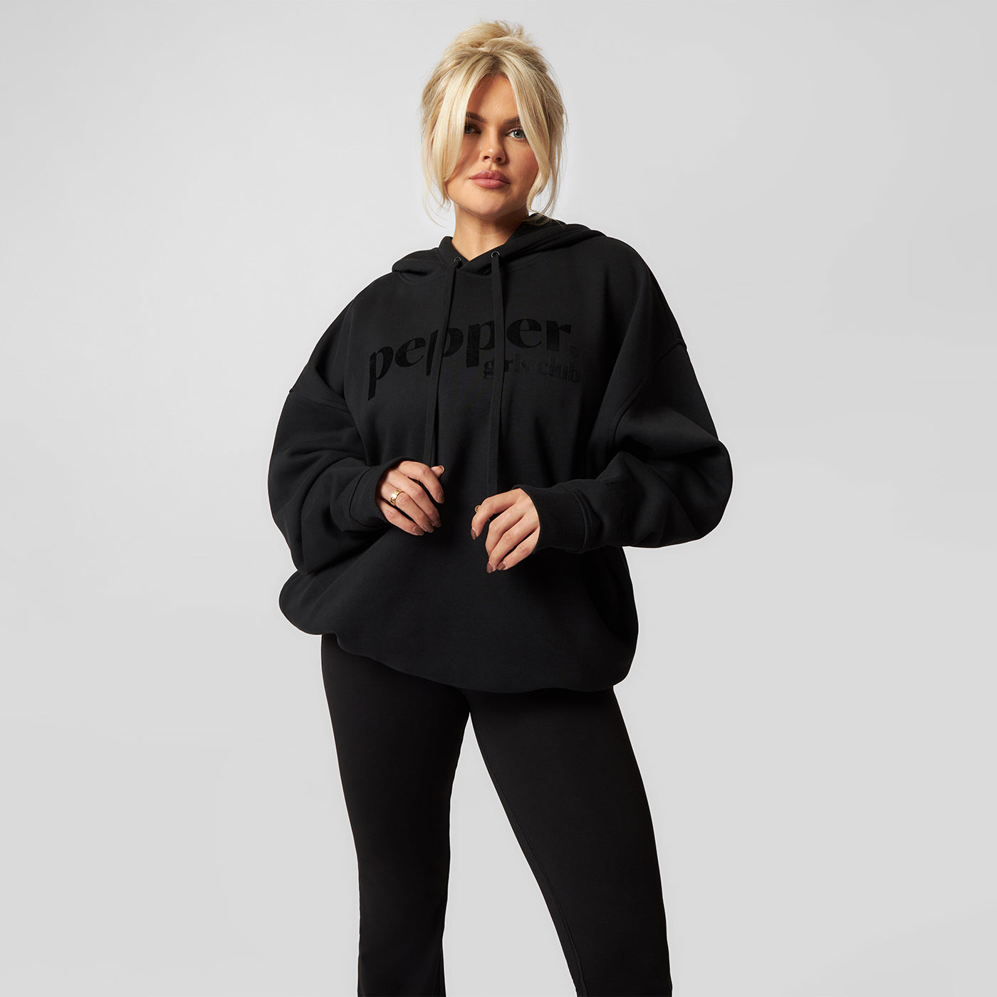 Pepper Girls Club Classic Oversized Hoodie - Black