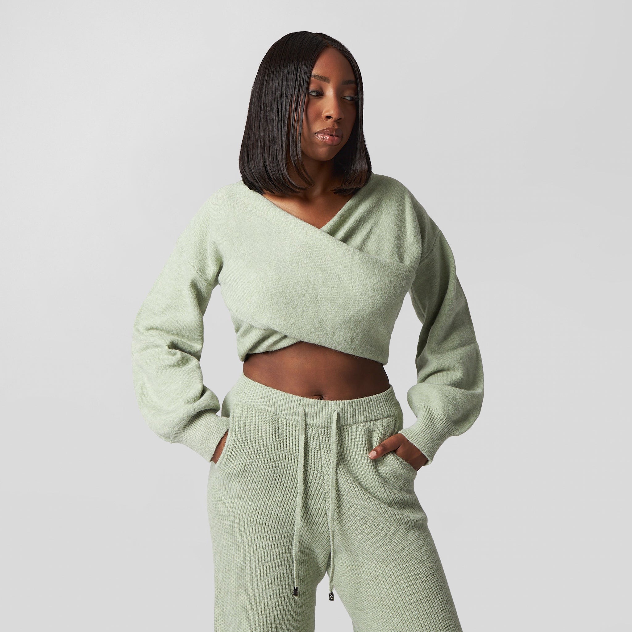 Pepper Girls Club - Knitted Wrap Top - Sage