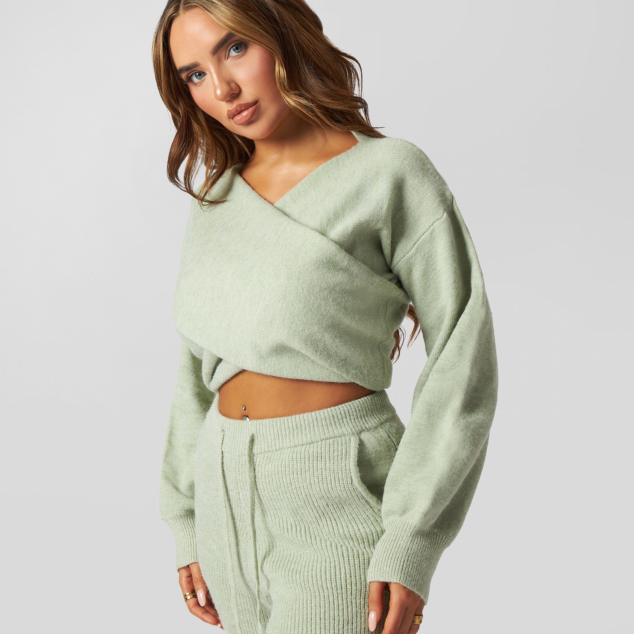 Pepper Girls Club - Knitted Wrap Top - Sage